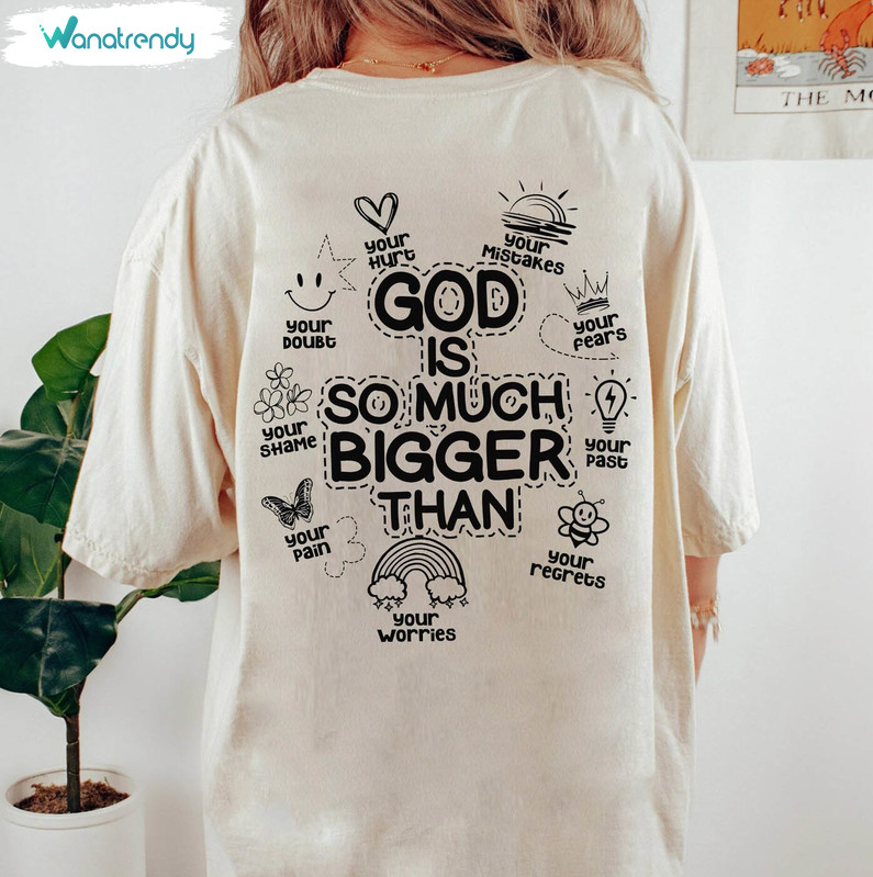 Vintage God Is So Much Bigger Than Shirt , Christian Bible Verse Tee Tops Sweater