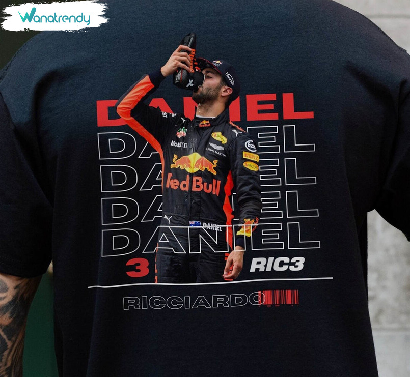Daniel Ricciardo Groovy Shirt, Vintage Red Bull Tee Tops Short Sleeve