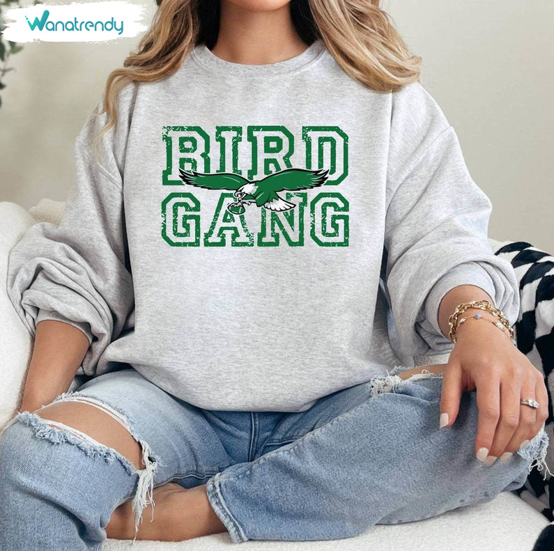 Cool Design Bird Gang Sweatshirt, Philly Bird Gang Logo Crewneck Short Sleeve