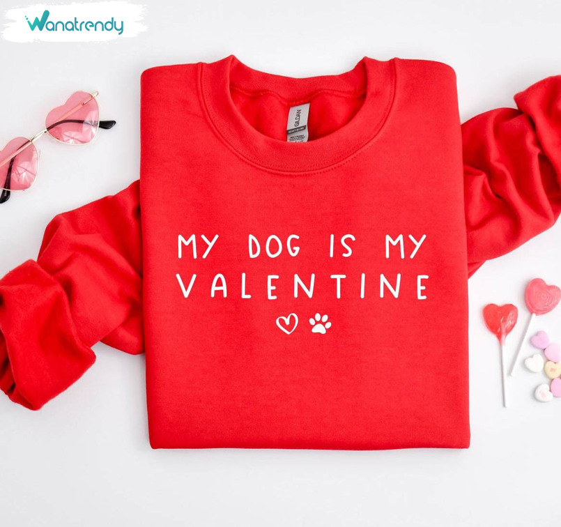 Limited My Dog Is My Valentine Shirt, Trendy Valentine Dog Sweater Short Sleeve