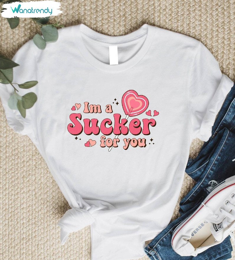 New Rare Sucker For You Shirt, Cool Design Heart Lollipop Crewneck Unisex Hoodie