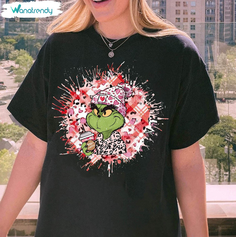 Comfort Grinch's Valentine Shirt, Love Heart Inspired Unisex Hoodie Long Sleeve