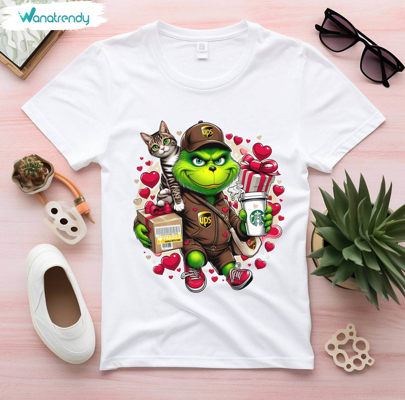 Grinch's Valentine Shirt, Valentines Day Grinch And Ups Driver Themed T Shirt Hoodie
