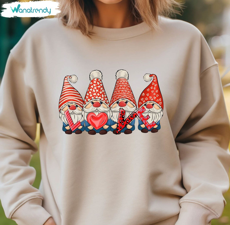 Creative Love Gnome Valentines Sweatshirt, Couple Matching Sweater Long Sleeve