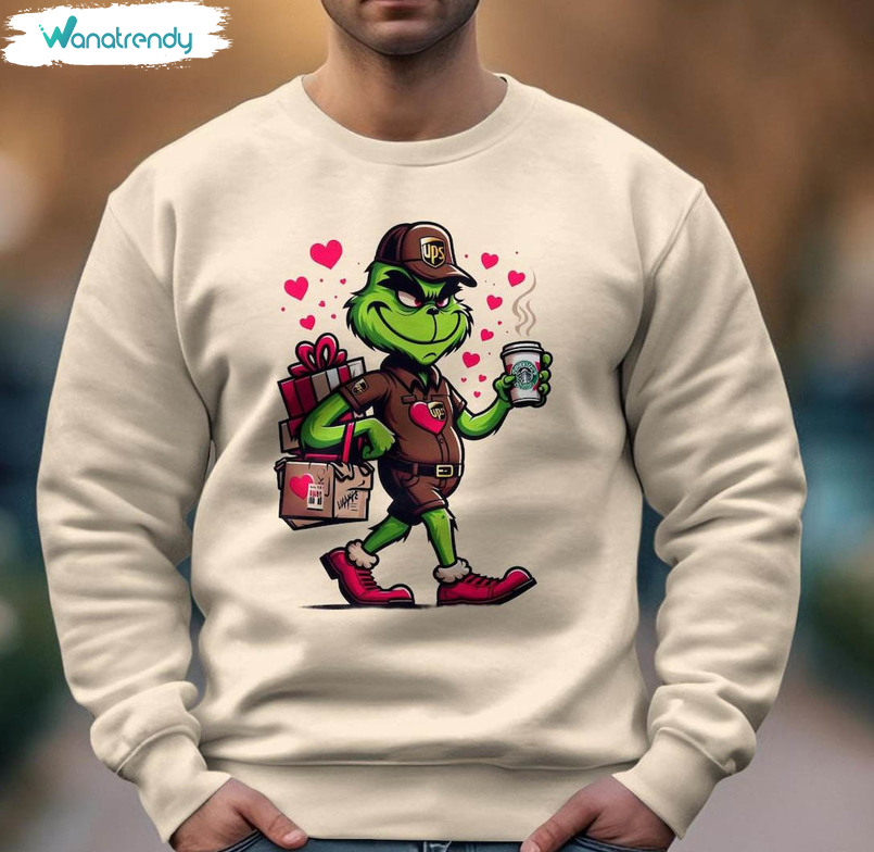 Cute Grinch's Valentine Shirt, Grinch In Ups Attire Cozy Gildan Groovy T Shirt Hoodie