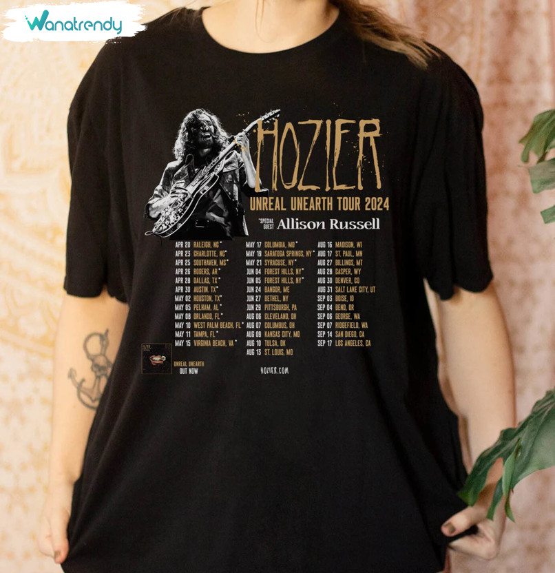 Retro Hozier Unreal Unearth Tour Shirt, With Special Guest Allison Russell T Shirt Hoodie
