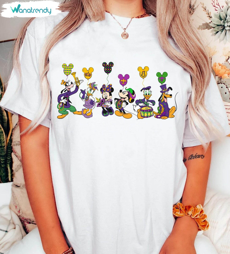 Trendy Disney Carnival Unisex T Shirt , Mickey And Friends Mardi Gras Shirt Sweater