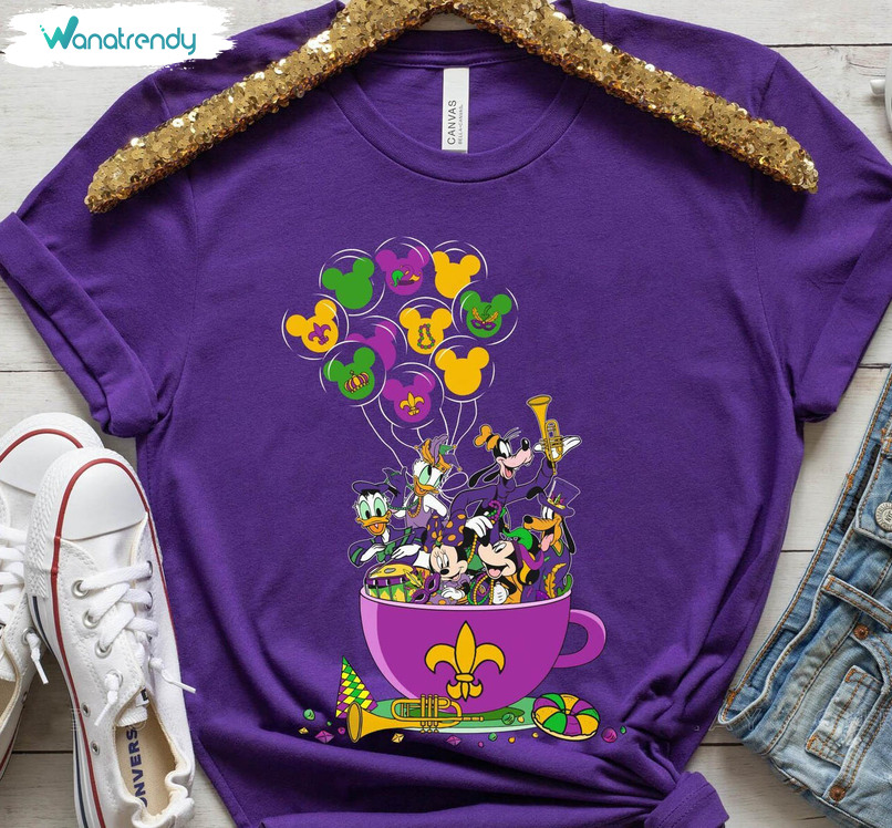 Cute Mickey And Friends Mardi Gras Shirt, Mardi Gras Balloon Tea Cup Tank Top T Shirt