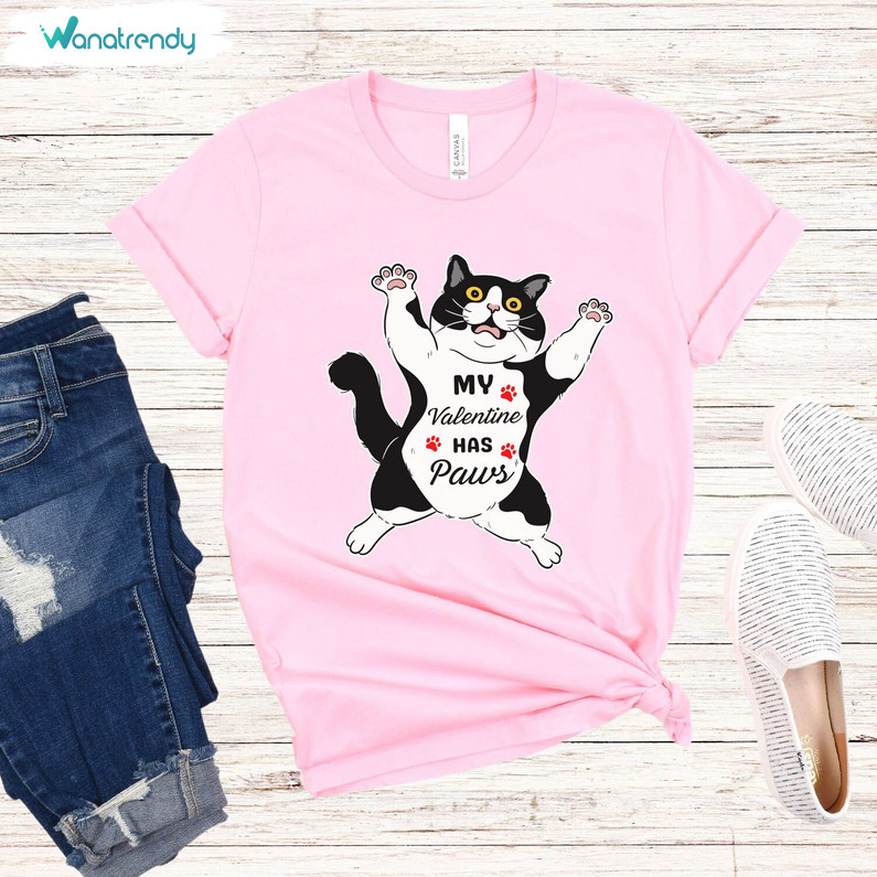 Groovy Valentine's Day Cat Shirt, Funny Cat Valentines Day Unisex Hoodie Short Sleeve