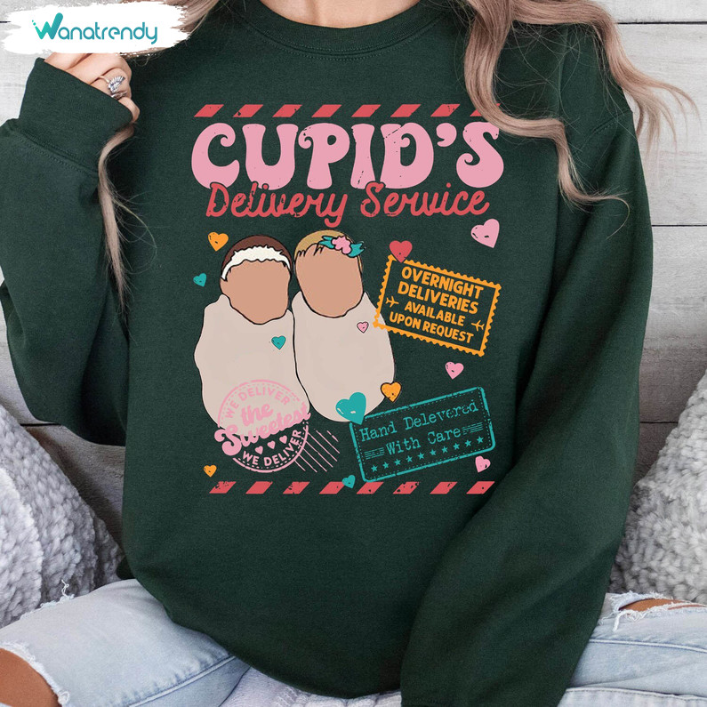 New Rare Cupid's Delivery Service Shirt, Trendy Valentine Short Sleeve Long Sleeve