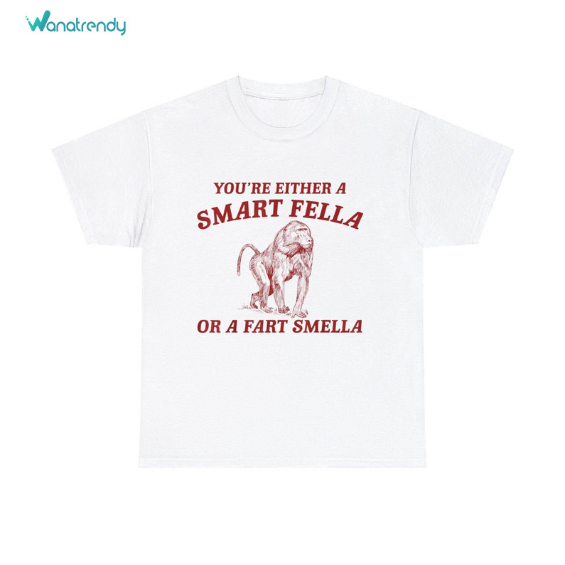 Trendy Smart Fella Or Fart Smells Shirt, Funny Meme Short Sleeve Long Sleeve