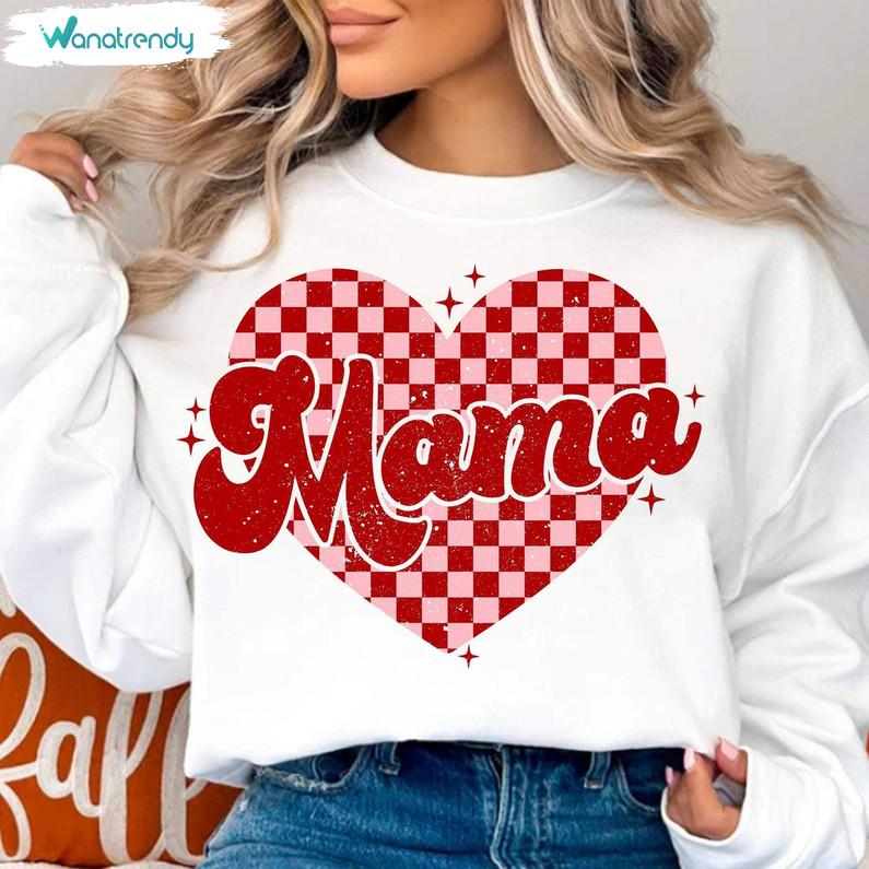 Must Have Mama Valentines Day Shirt, Mama Checkered Heart Short Sleeve Tee Tops
