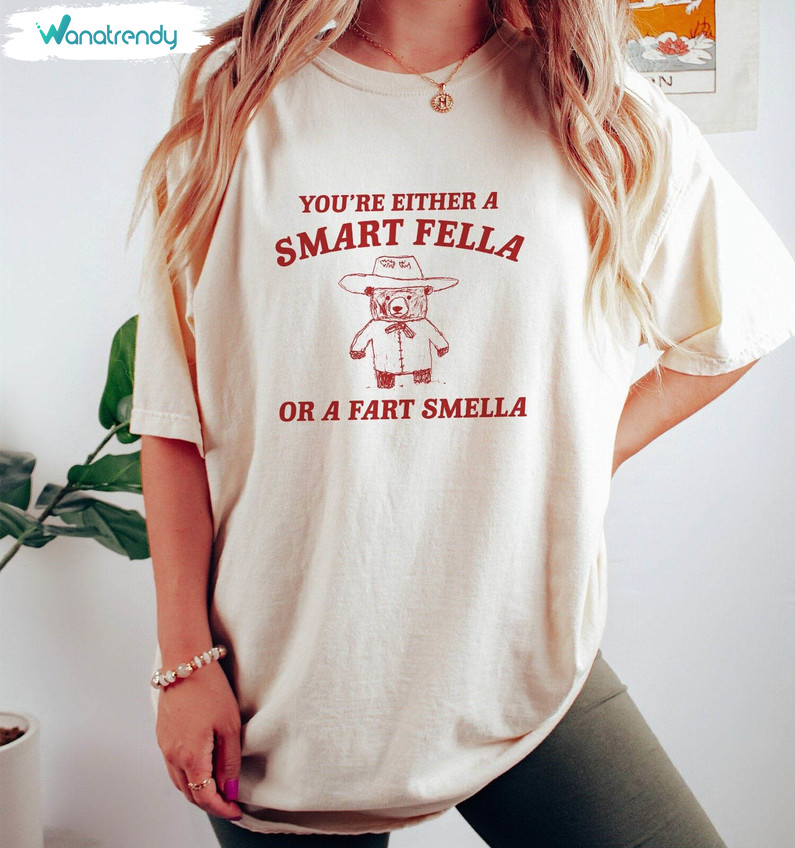 Limited Smart Fella Or Fart Smells Shirt, Retro Cartoon T Shirt Unisex Hoodie
