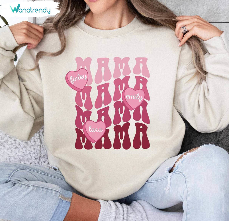 Cool Design Mama Valentines Day Shirt, Conversation Hearts Tee Tops Unisex Hoodie