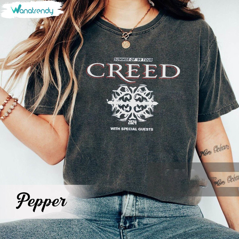 Cool Design Creed Band Shirt, Trendy Creed 2024 Tour Unisex T Shirt Short Sleeve