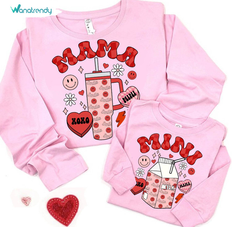 Trendy Mama Valentines Day Shirt, Awesome Valentines Heart Long Sleeve Sweater
