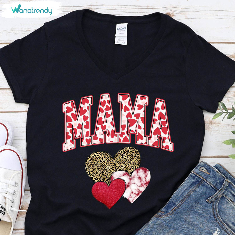Must Have Mama Valentines Day Shirt, Neck Leopard Heart Mama Long Sleeve T Shirt