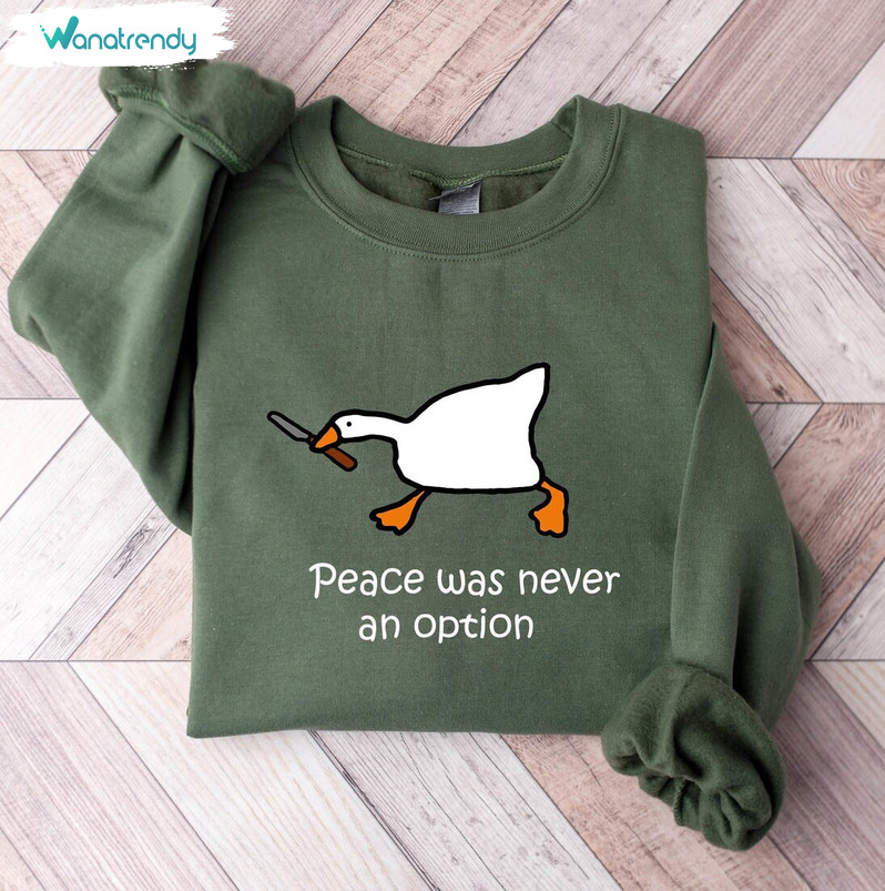 Trendy Peace Was Never An Option Shirt, Creative Murder Duck Hoodie Short Sleeve