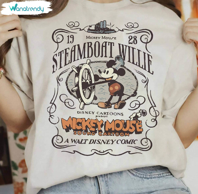 Cute Steamboat Willie Shirt, Mickey Mouse Sound Cartoon 1928 Vintage T Shirt Hoodie