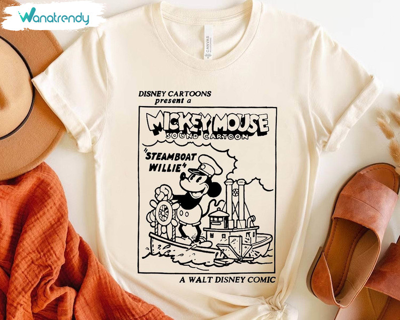 New Rare Steamboat Willie Shirt, Unique Disney Cartoon Sweater Unisex Hoodie