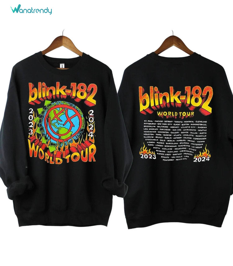 New Rare Blink 182 Shirt, Must Have Blink 182 The World Tour Unisex T Shirt Crewneck