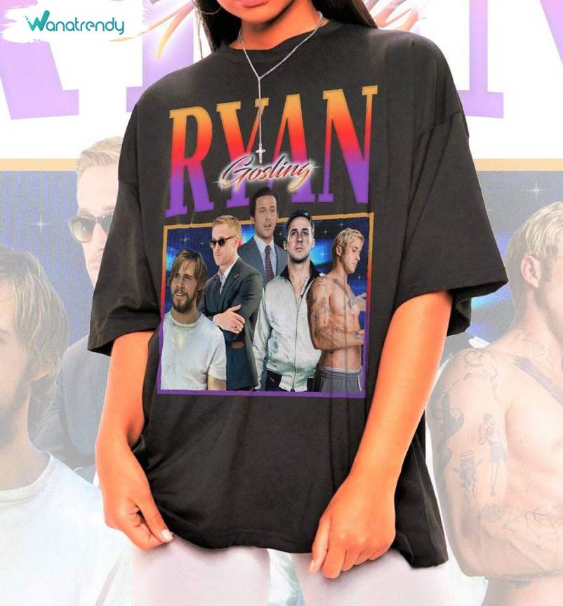 Vintage Ryan Gosling Shirt, New Rare Rock Poster Short Sleeve Unisex Hoodie
