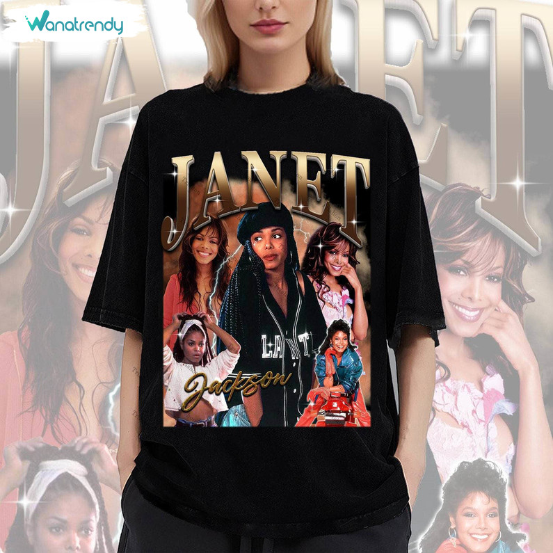Retro Janet Jackson Tour Shirt, Groovy Unisex Hoodie Short Sleeve Gift For Fans