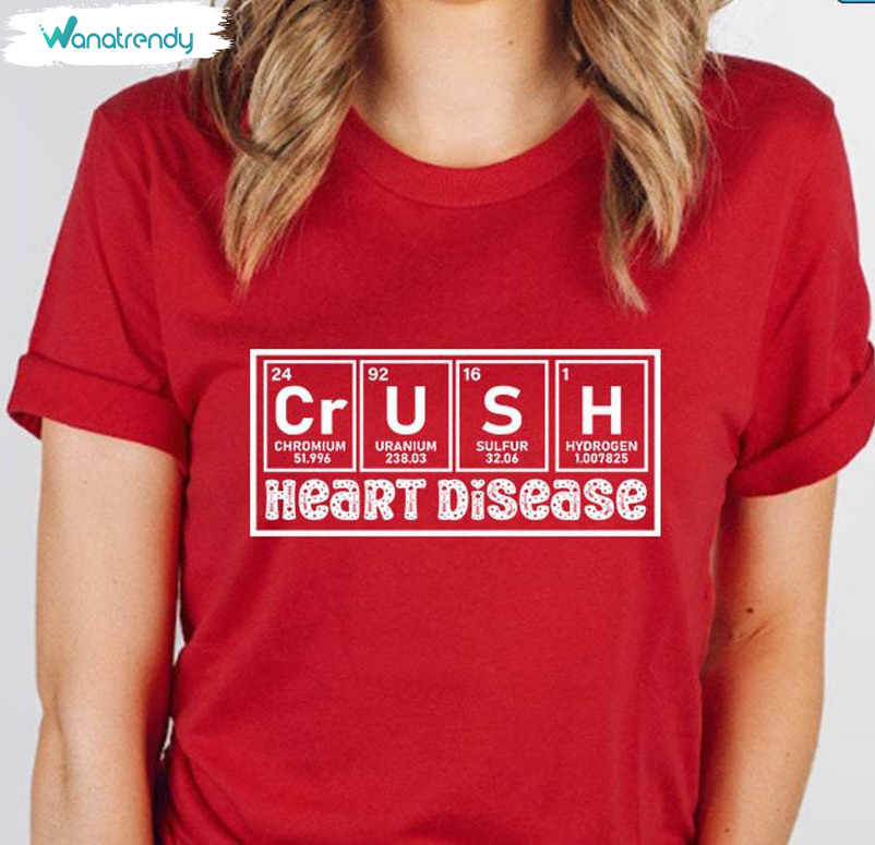 Crush Heart Disease Awareness T Shirt, Groovy In February We Wear Red Shirt Crewneck