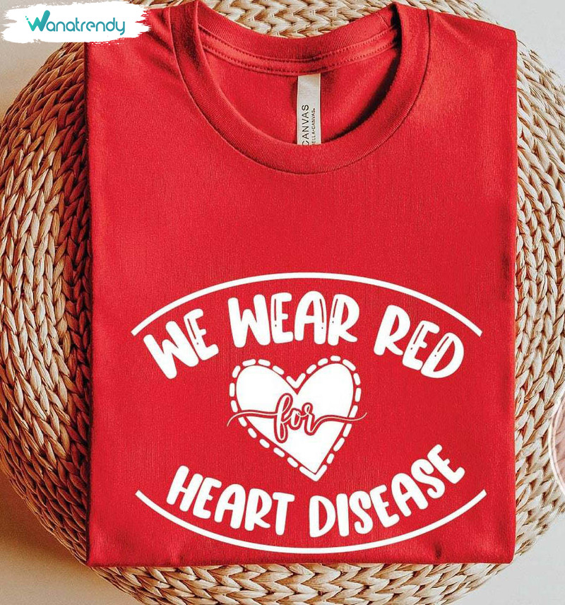 In February We Wear Red Groovy Shirt, Vintage Red Ribbon Awareness T Shirt Sweater