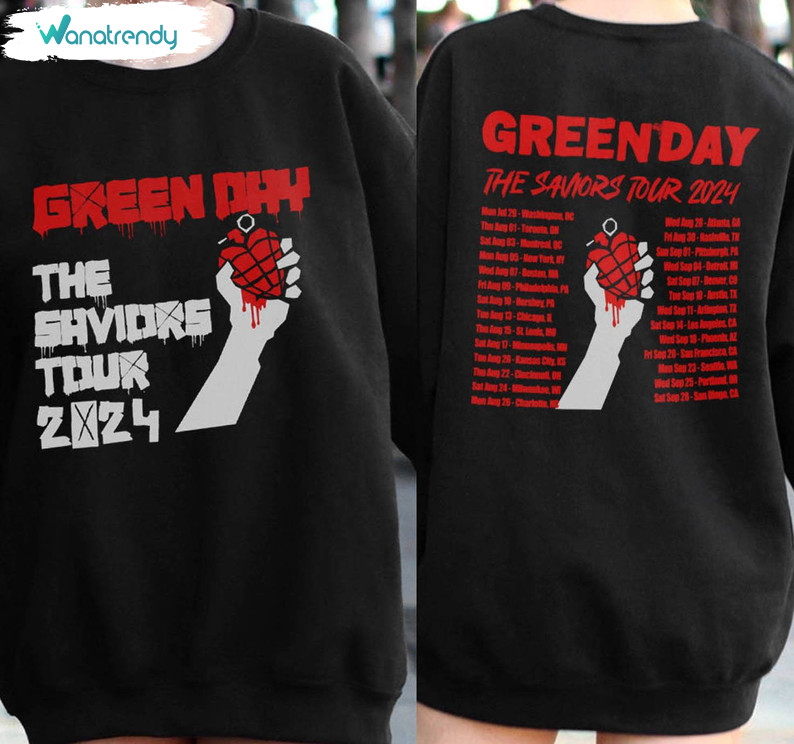 The Saviors Tour 2024 Comfort Sweatshirt , Green Day Dookie Shirt Long Sleeve