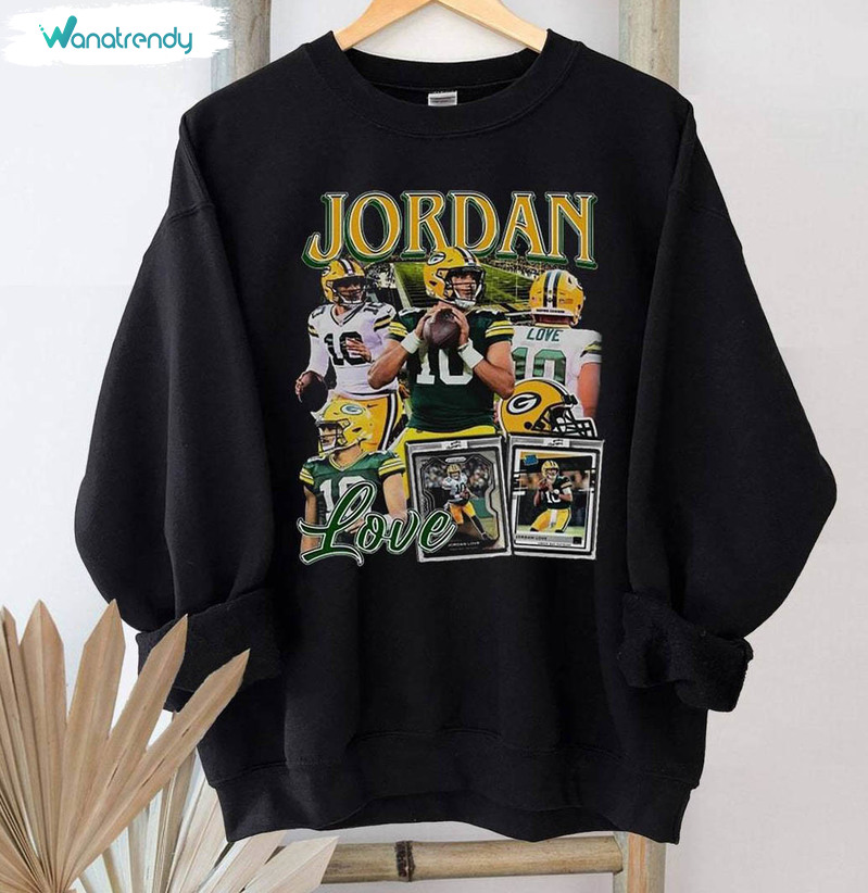 Vintage Bootleg Jordan Love 90s T Shirt, Groovy Jordan Love Shirt Crewneck