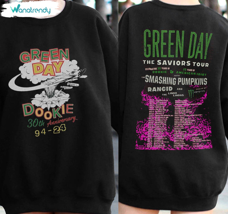New Rare Green Day 30th Annivesary T Shirt, Green Day Dookie Shirt Long Sleeve