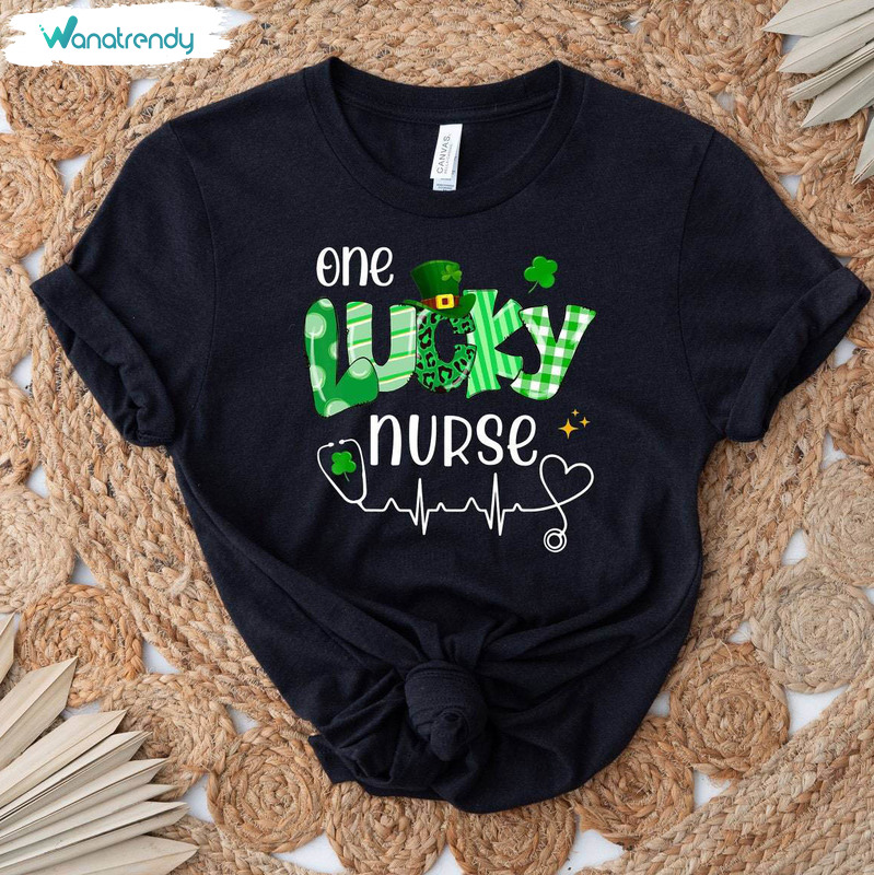 Cool Design One Lucky Nurse Shirt, Irish Creative Short Sleeve Unisex T Shirt