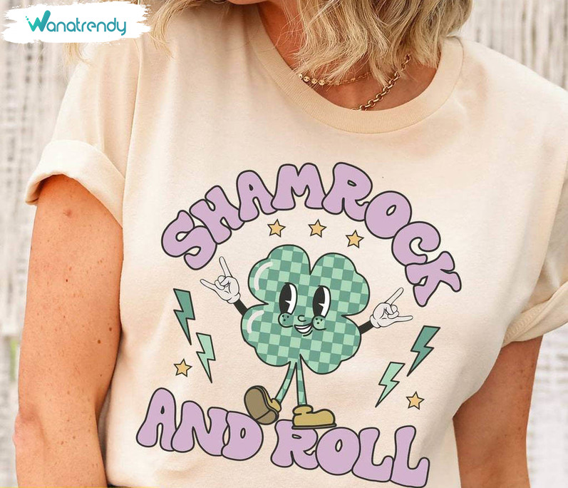 Shamrock And Roll Comfort Shirt, Four Leaf Tee Tops Sweater