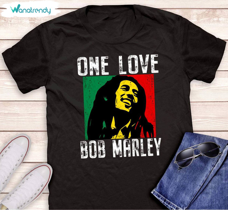 Vintage Bob Marley Shirt, Must Have Bob Marley One Love Short Sleeve Crewneck