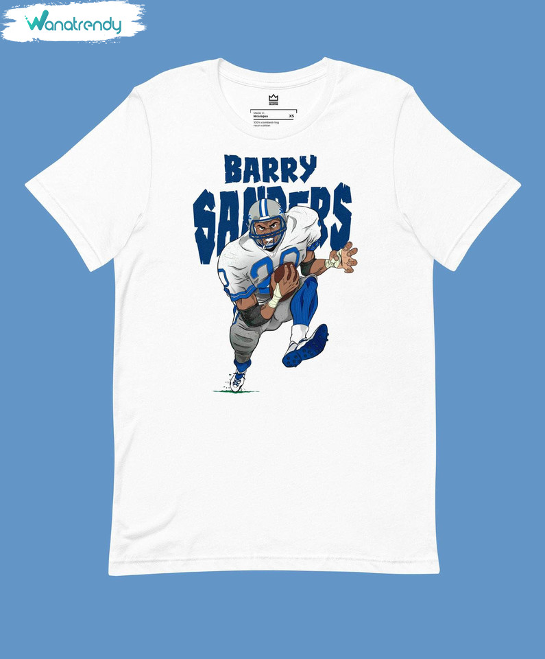 Groovy Barry Sanders Shirt, Must Have Detroit Nfl Football Short Sleeve Tee Tops