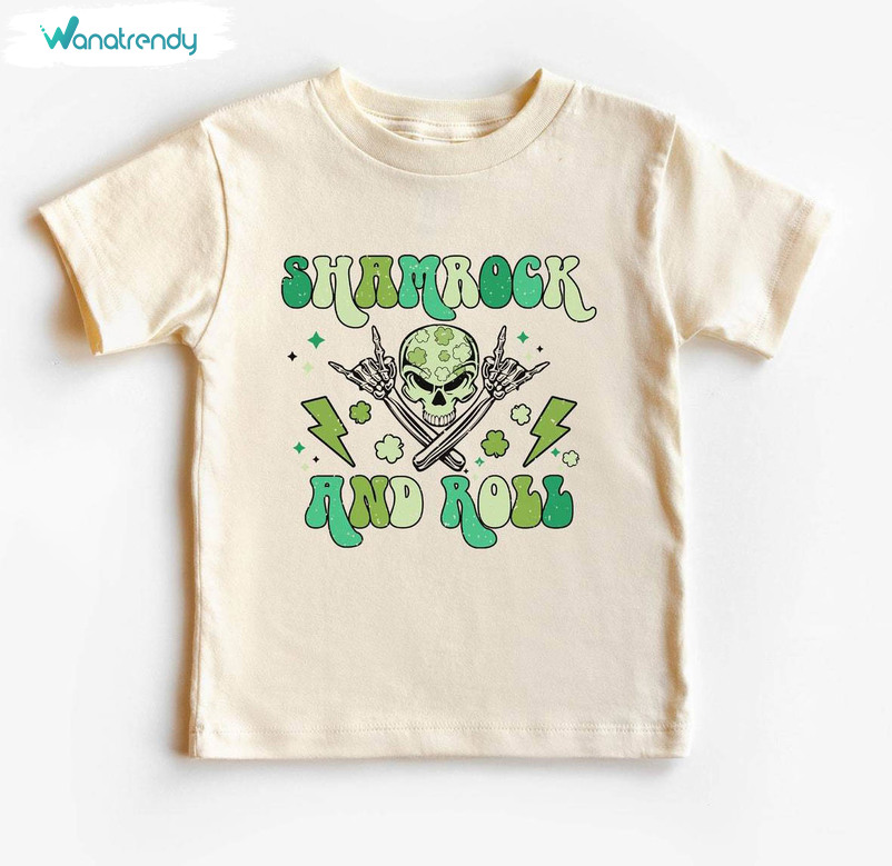 Unique Shamrock And Roll Shirt, Natural Skeleton Unisex T Shirt Tee Tops