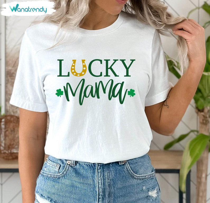 Cool Design Lucky Mama Shirt, Trendy Patricks Sweater Short Sleeve