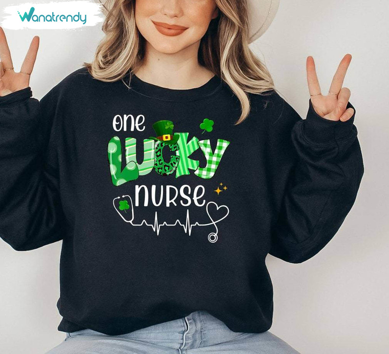 One Lucky Nurse Limited Shirt, Creative Shamrock Tee Tops Sweater