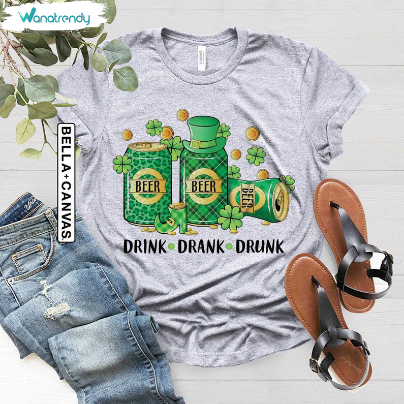 Awesome Drink Drank Drunk St Patricks Shirt, Modern Irish Crewneck Tee Tops