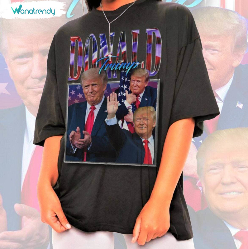 Retro 90s Trump Varsity Shirt, Comfort Donald Trump Homage T Shirt Long Sleeve