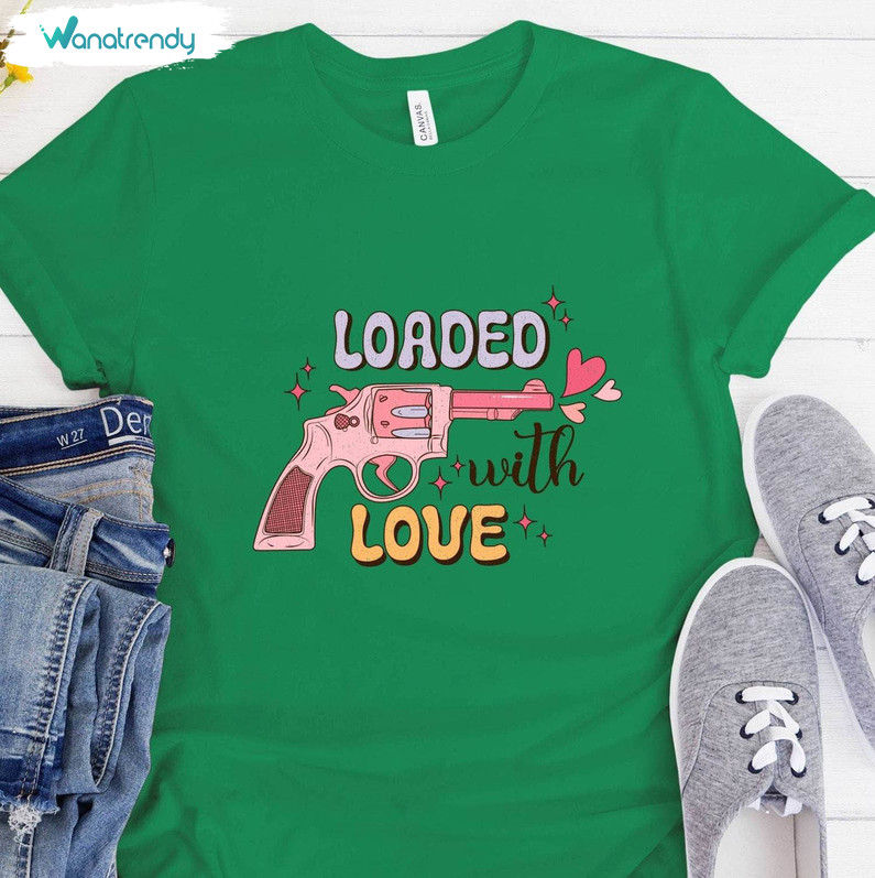 Trendy Loaded With Love Shirt, Wild Valentines Day Crewneck Long Sleeve