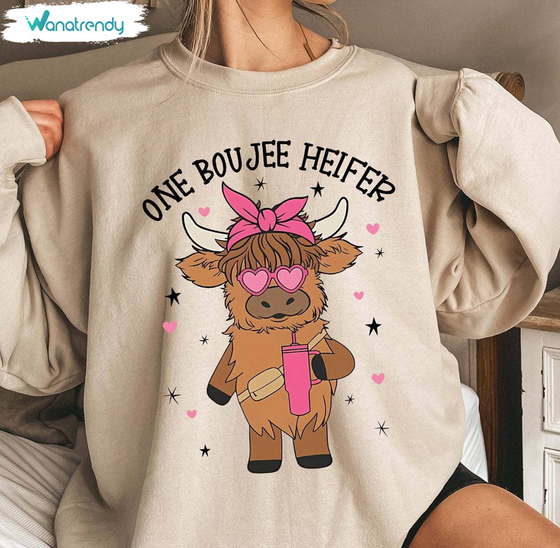 Must Have One Boujee Heifer Shirt, Valentine Day Western Sweater Short Sleeve