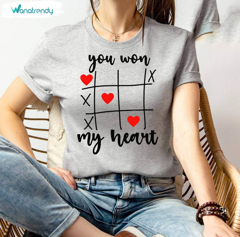 Trendy You Won My Heart Shirt, Xoxo Valentines Inspirational T Shirt Crewneck