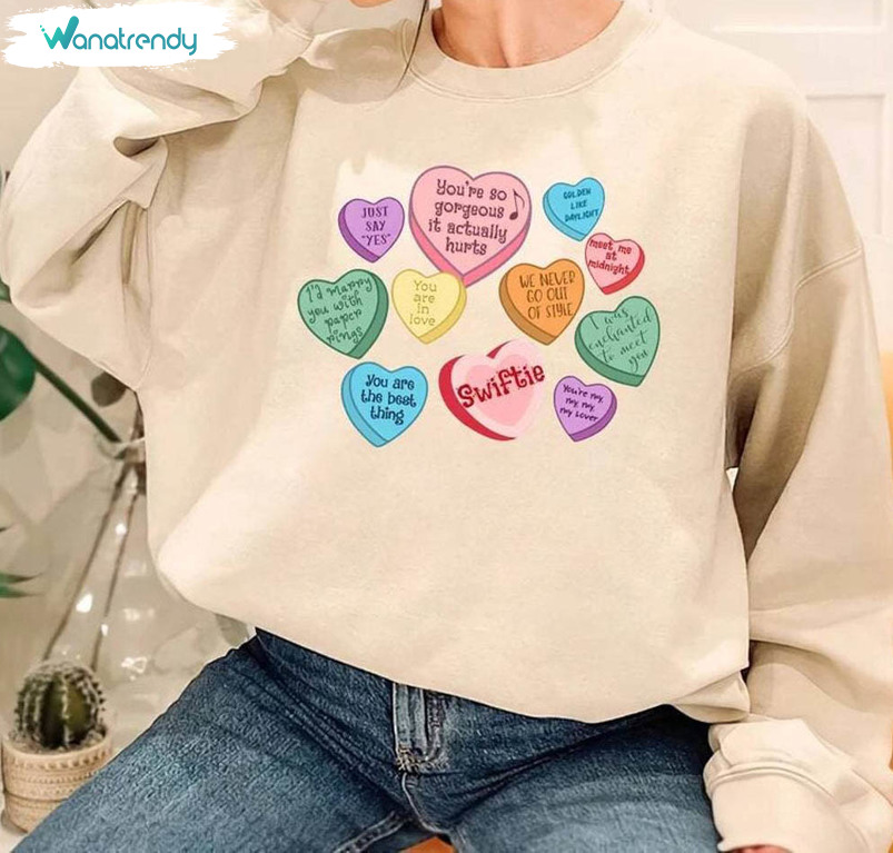 New Rare Candy Hearts Sweatshirt , Valentines Taylor Version Shirt Long Sleeve