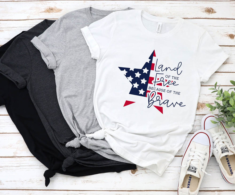 Land Of The Free 4th Of July American Flag Star Shirt