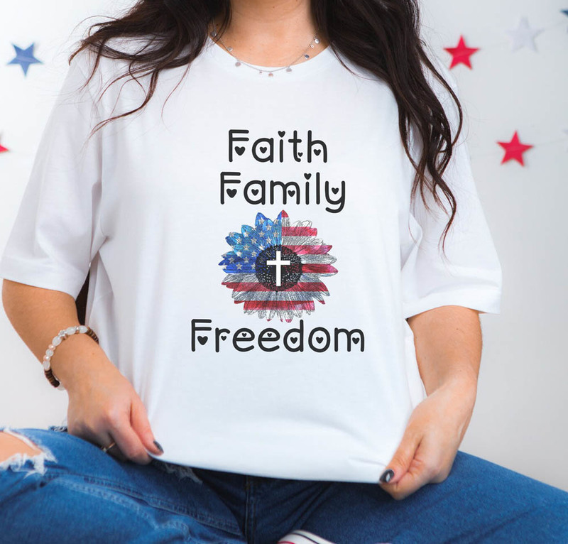 Faith Family Freedom American Flag Sunflower Vintage Shirt