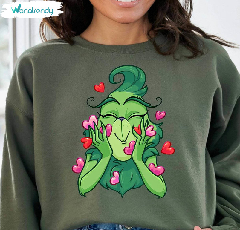 Awesome Grinch's Valentine Shirt, Cool Design Grinch Long Sleeve Unisex Hoodie