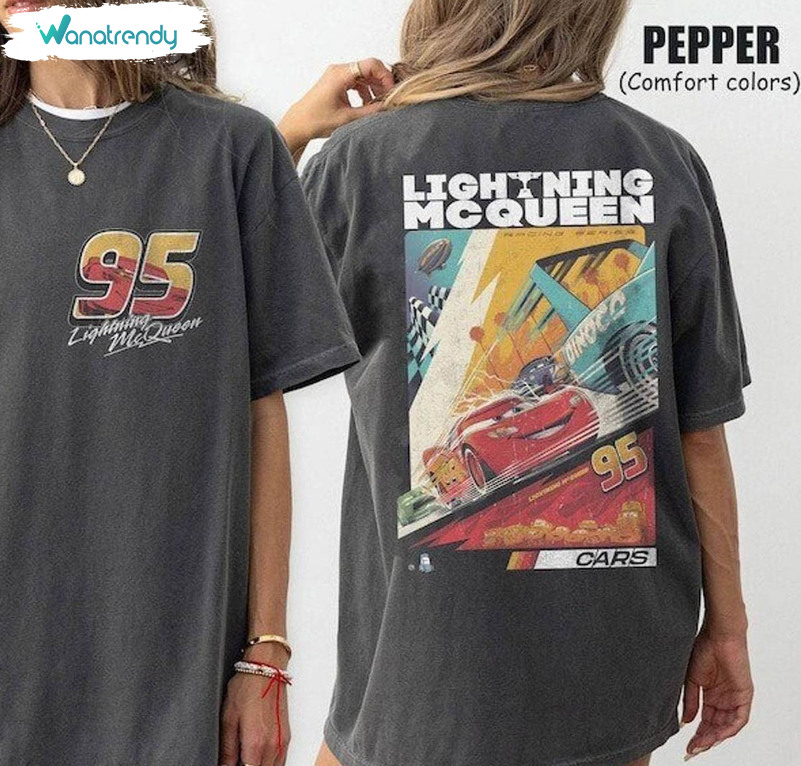 Lightning Mcqueen Inspirational Shirt, Trendy Racing Car Hoodie Short Sleeve