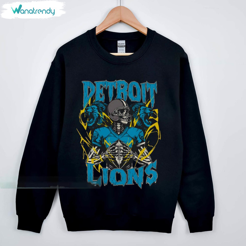 Comfort Detroit Skeleton Football Sweatshirt, Neutral Detroit Lions Shirt Hoodie